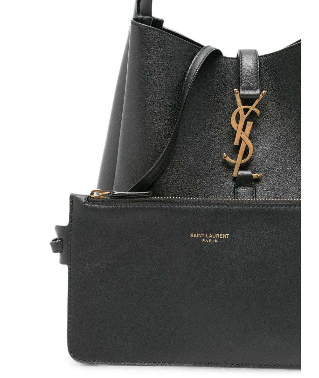 SAINT LAURENT Черная кожаная сумка через плечо, фото 2