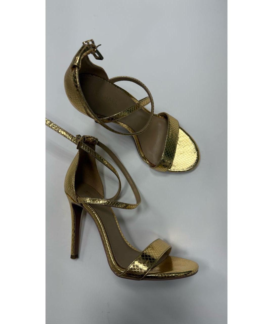 MICHAEL KORS Золотые кожаные босоножки, фото 5