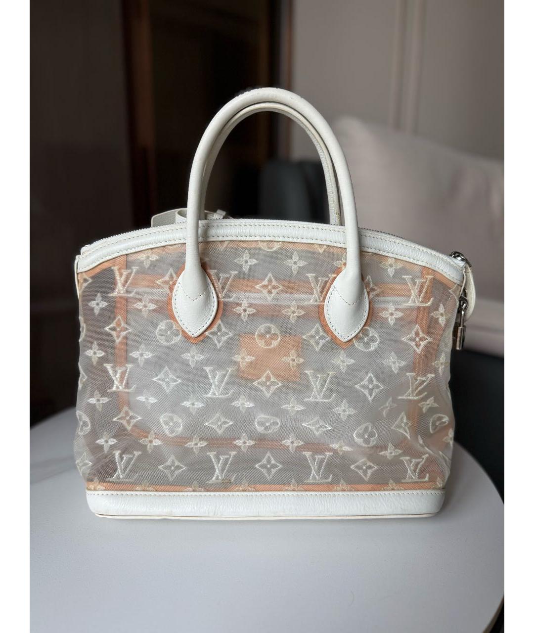 LOUIS VUITTON Белая канва сумка с короткими ручками, фото 4