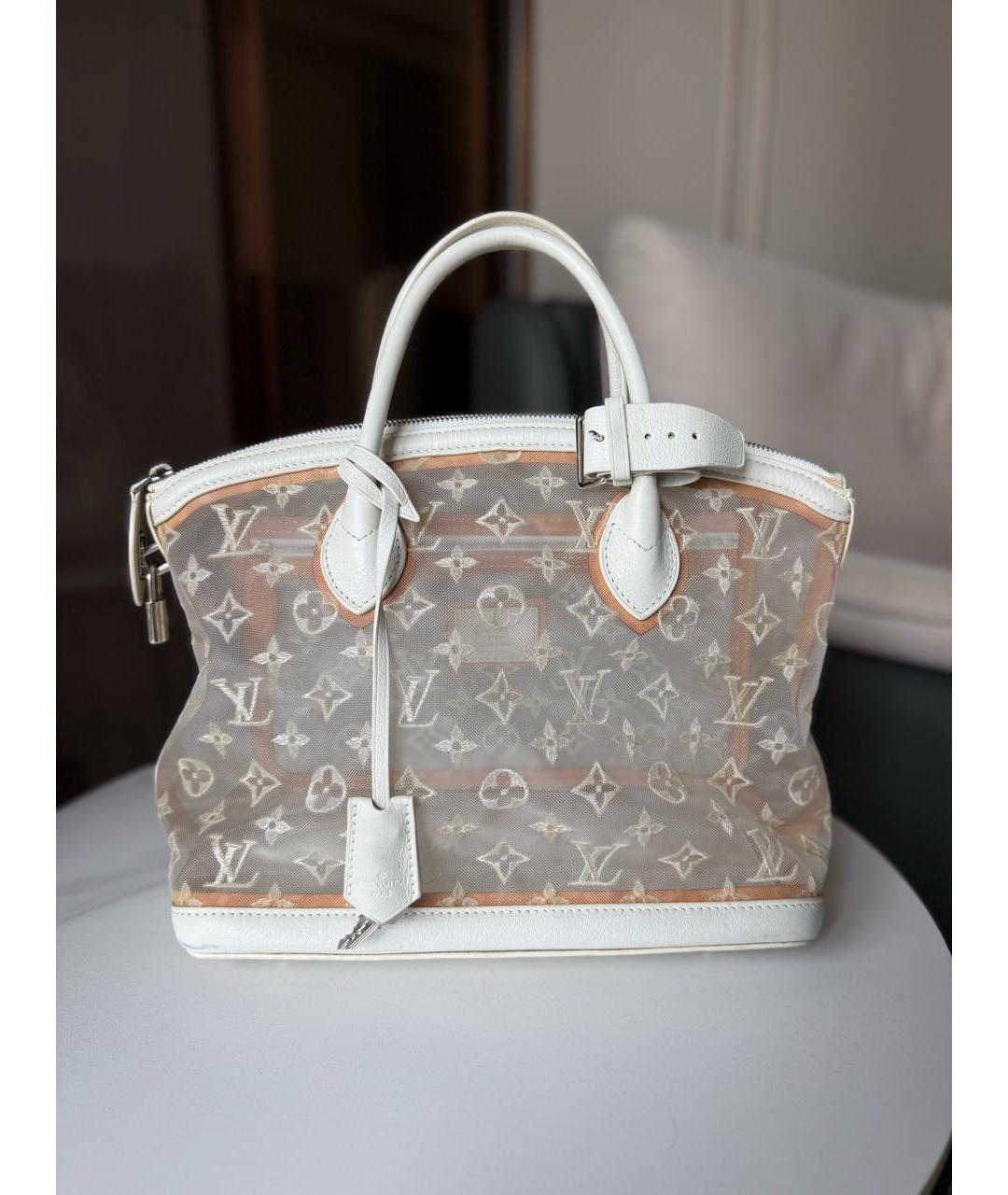 LOUIS VUITTON Белая канва сумка с короткими ручками, фото 3