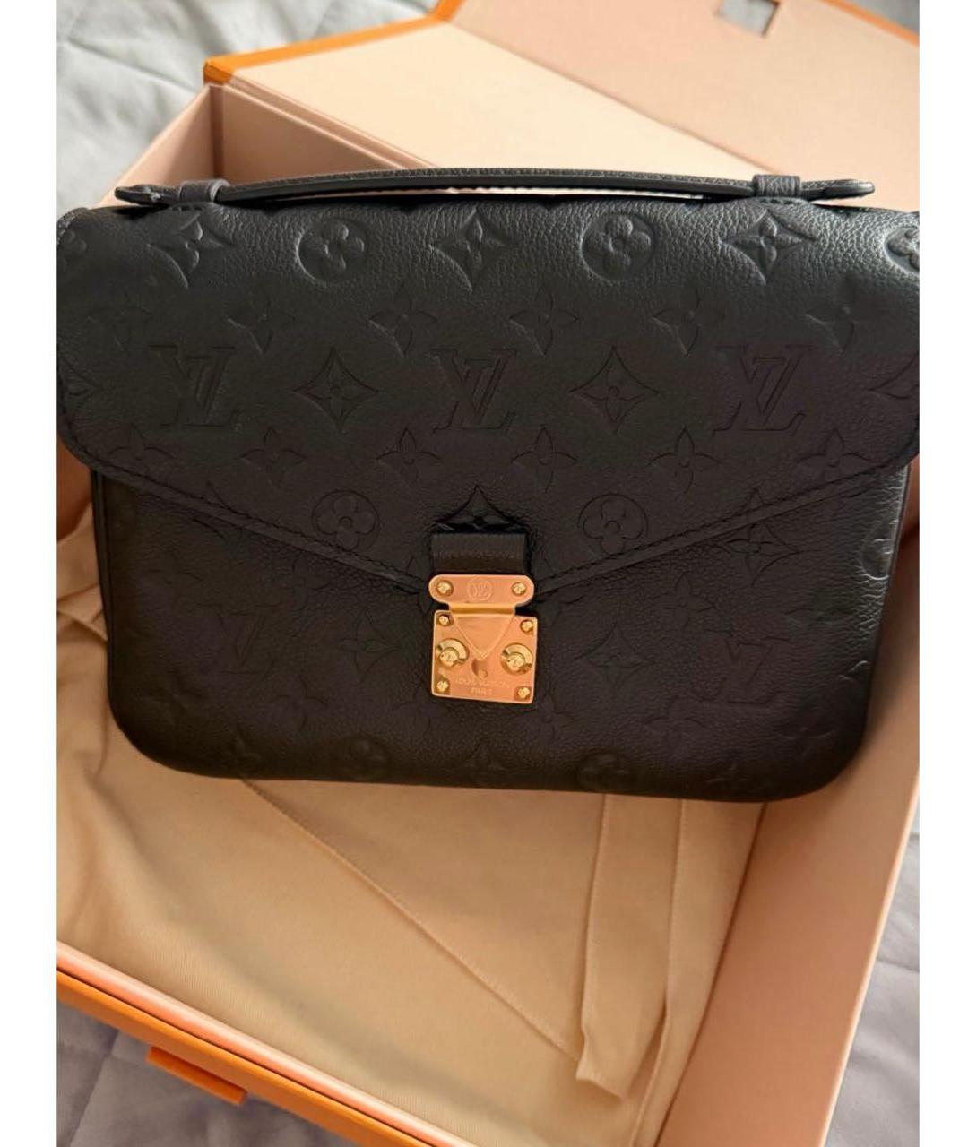 LOUIS VUITTON Черная кожаная сумка с короткими ручками, фото 3