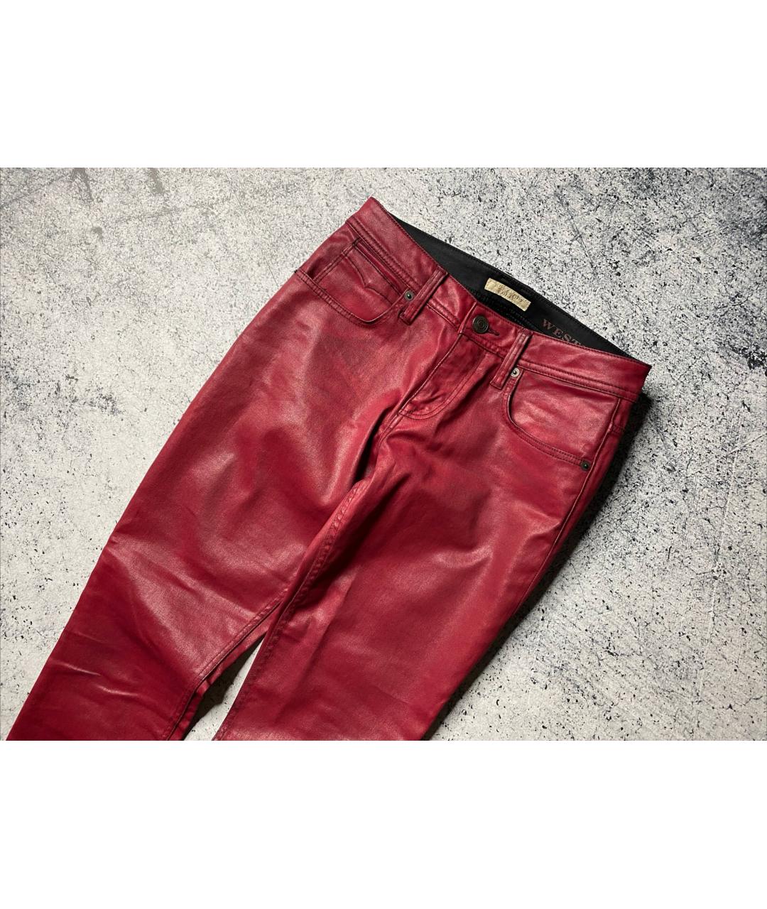 BURBERRY Бордовые хлопковые джинсы слим, фото 4