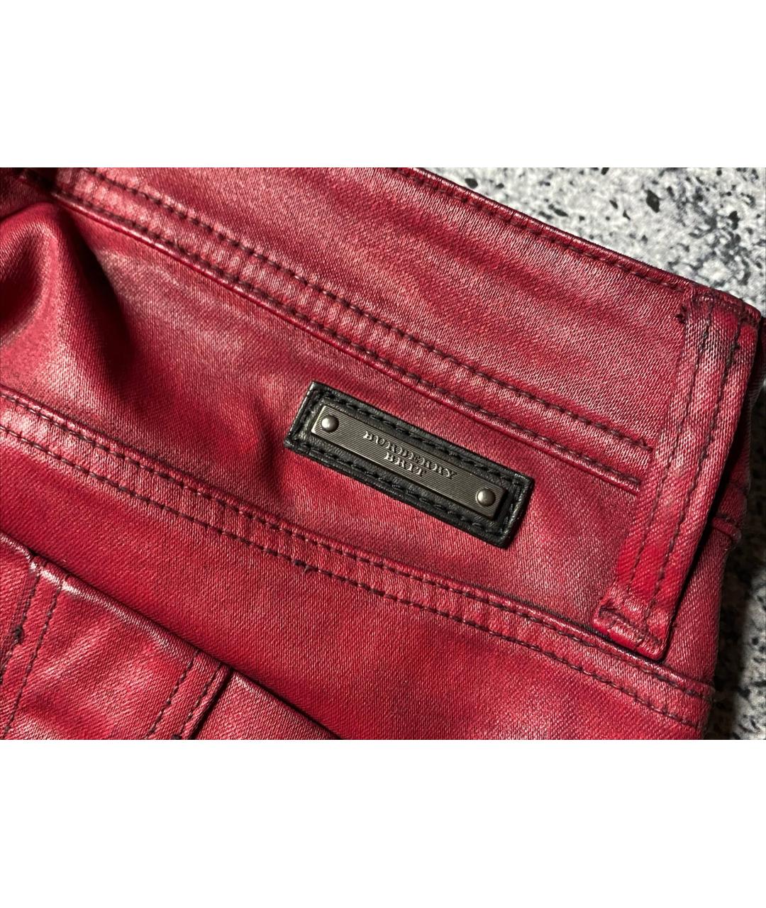BURBERRY Бордовые хлопковые джинсы слим, фото 7