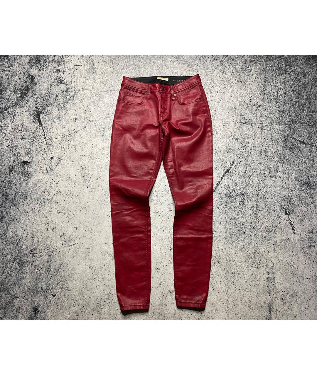 BURBERRY Бордовые хлопковые джинсы слим, фото 10