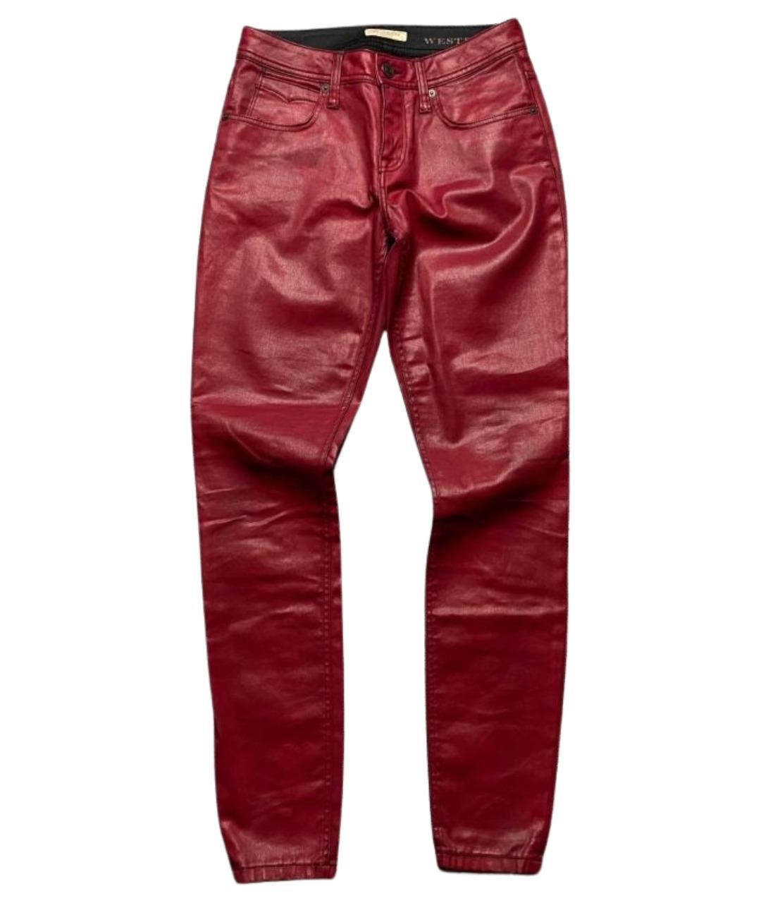 BURBERRY Бордовые хлопковые джинсы слим, фото 1