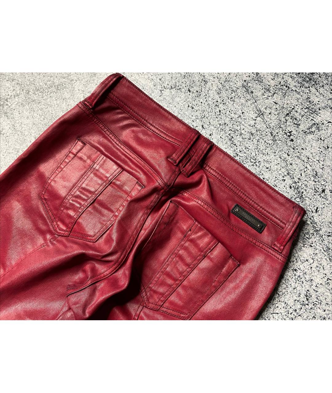 BURBERRY Бордовые хлопковые джинсы слим, фото 6