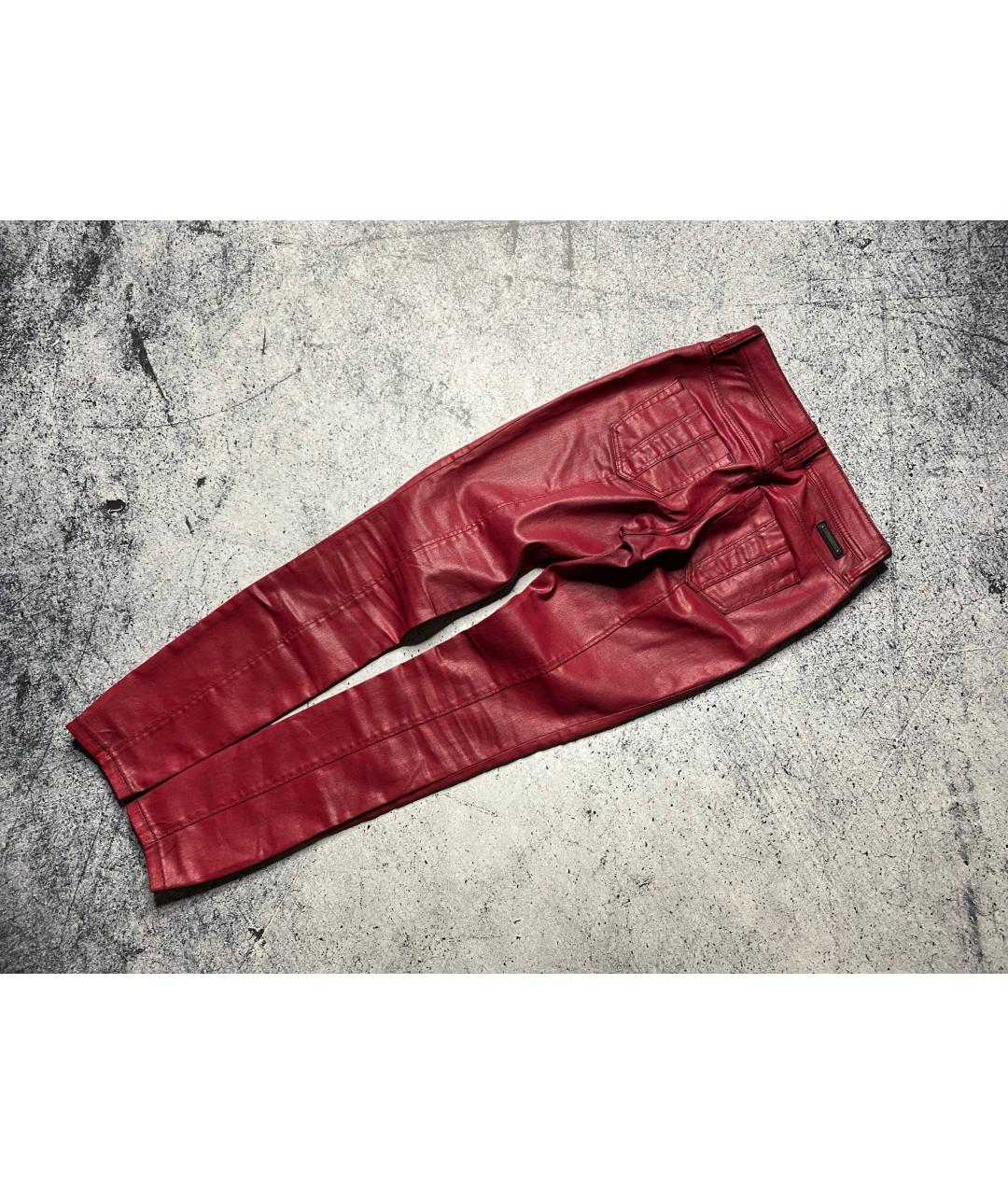BURBERRY Бордовые хлопковые джинсы слим, фото 3