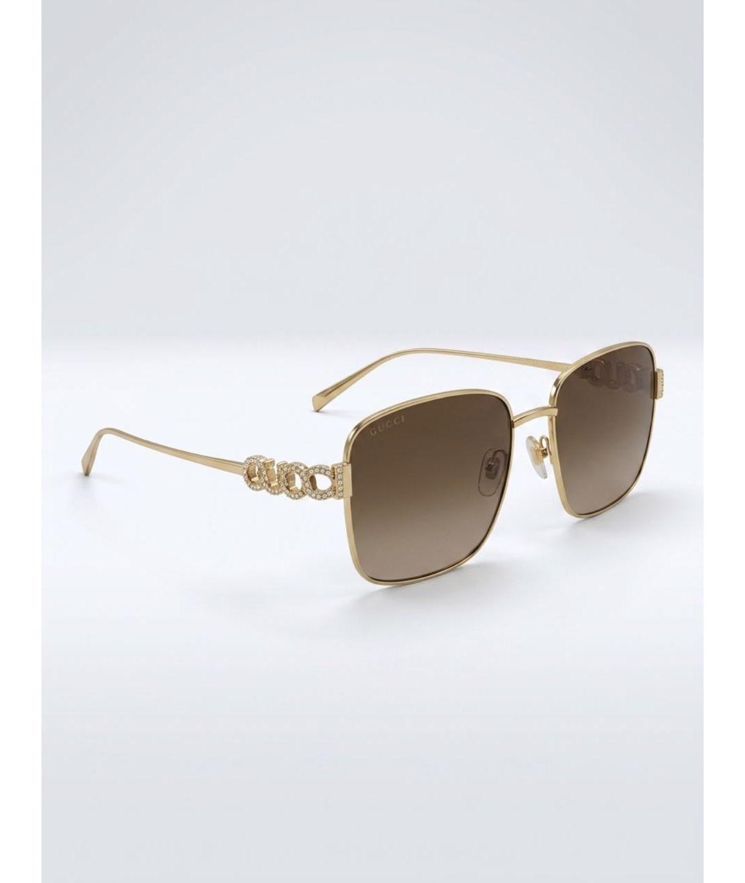 GUCCI Коричневые металлические солнцезащитные очки, фото 4