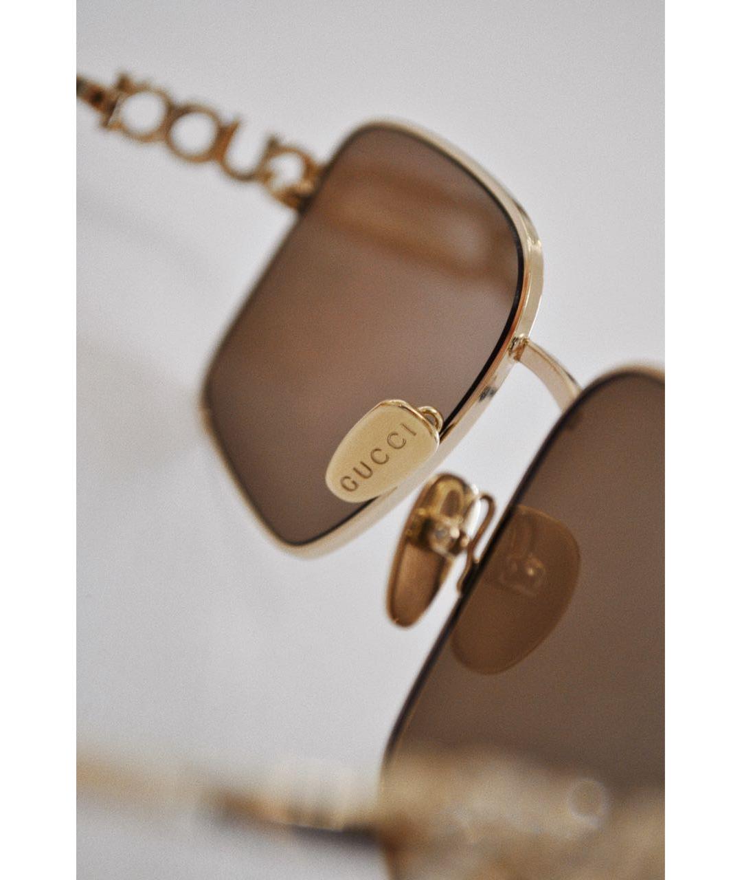 GUCCI Коричневые металлические солнцезащитные очки, фото 2
