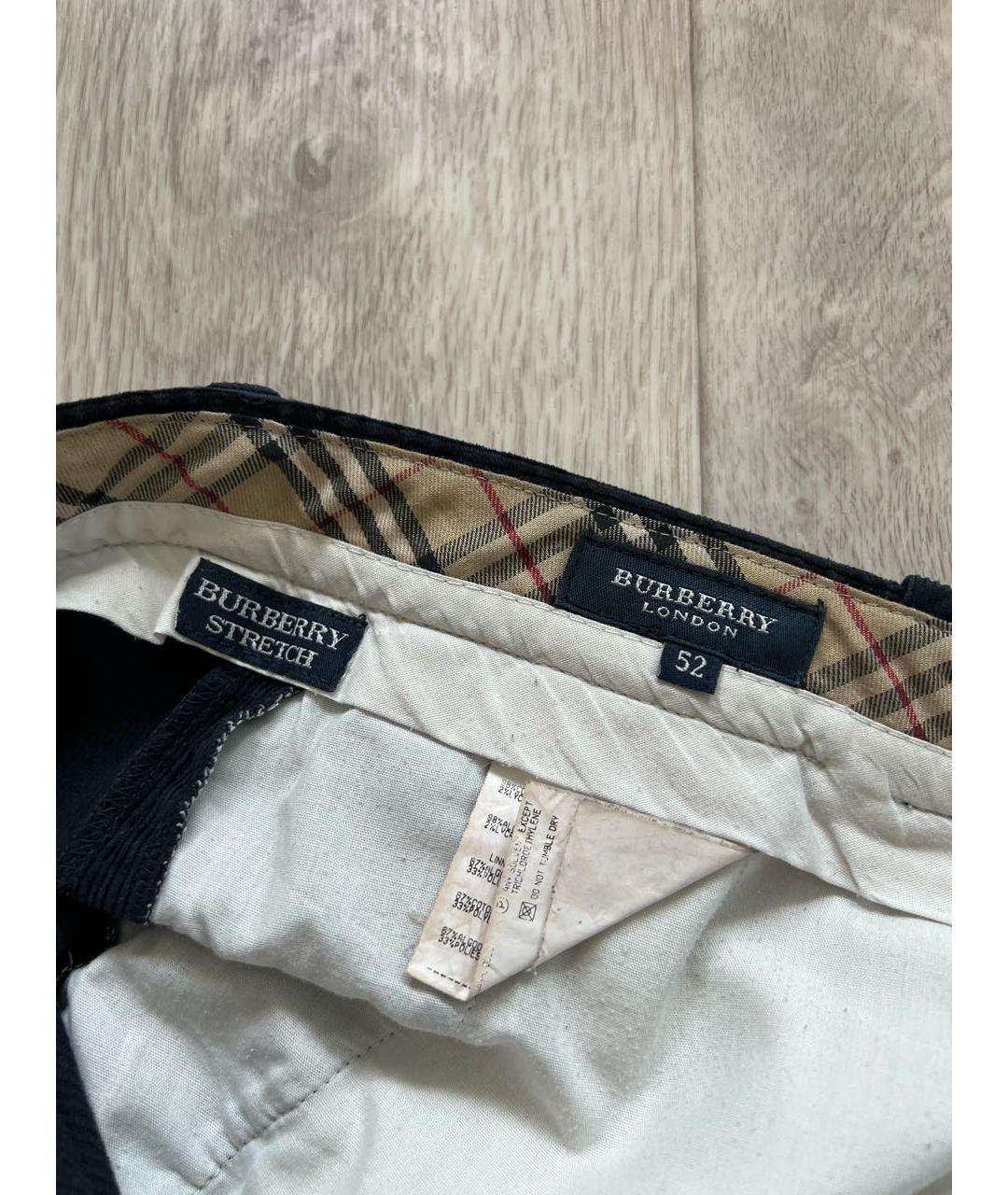 BURBERRY Темно-синие велюровые повседневные брюки, фото 4