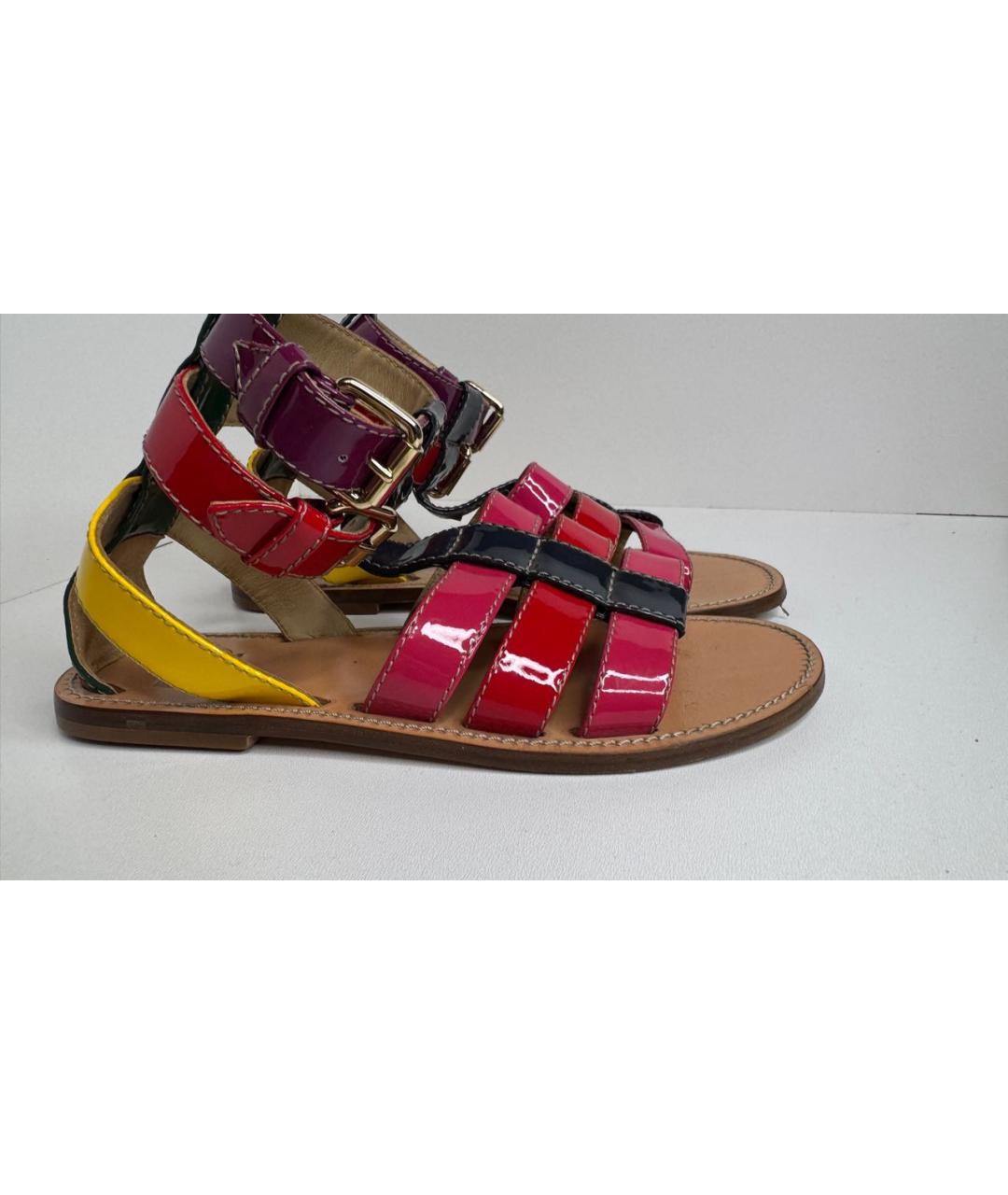 DOLCE&GABBANA Мульти босоножки из лакированной кожи, фото 7