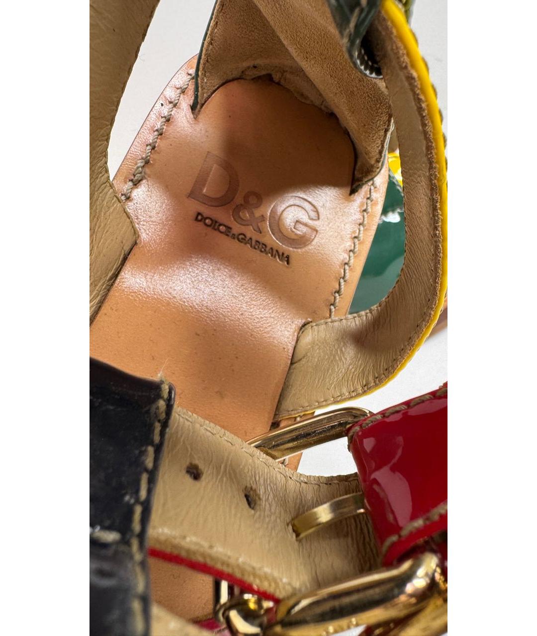 DOLCE&GABBANA Мульти босоножки из лакированной кожи, фото 3