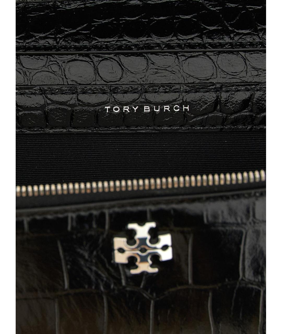 TORY BURCH Черная кожаная сумка с короткими ручками, фото 3