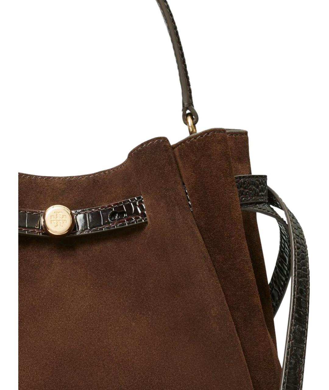 TORY BURCH Коричневая замшевая сумка с короткими ручками, фото 4