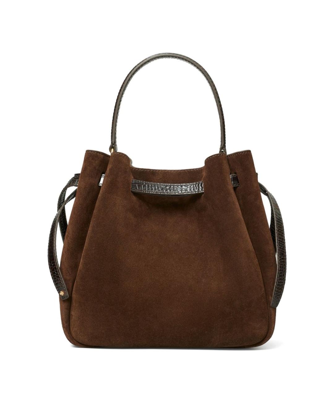TORY BURCH Коричневая замшевая сумка с короткими ручками, фото 2