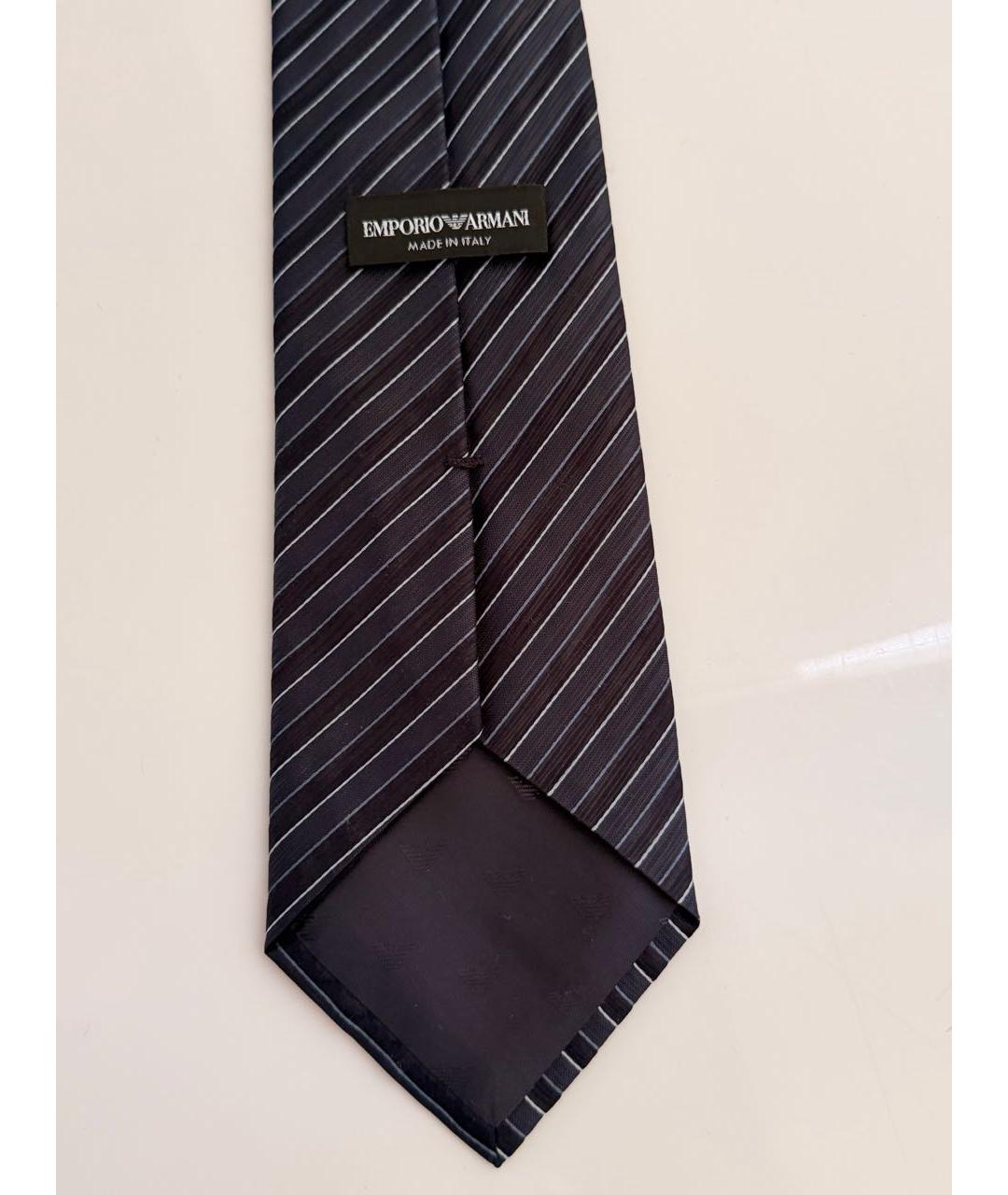 EMPORIO ARMANI Темно-синий шелковый галстук, фото 3