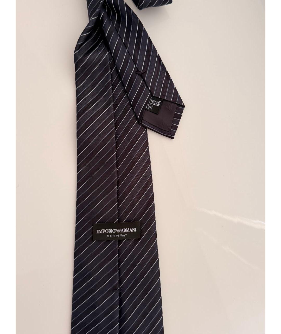 EMPORIO ARMANI Темно-синий шелковый галстук, фото 2