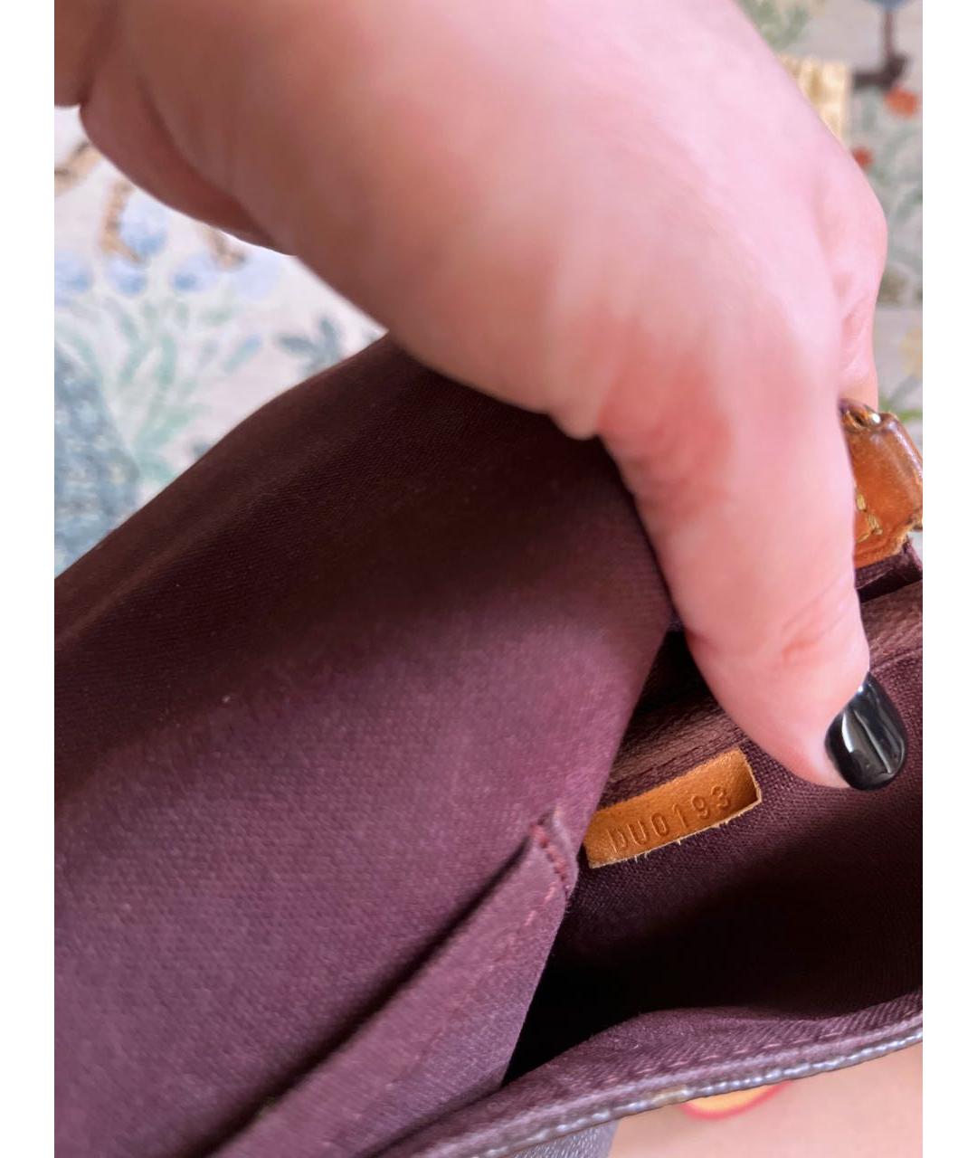LOUIS VUITTON Коричневая кожаная сумка через плечо, фото 7