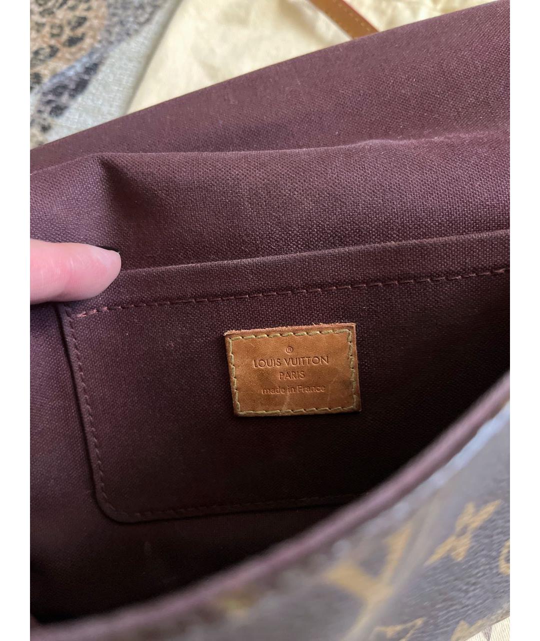 LOUIS VUITTON Коричневая кожаная сумка через плечо, фото 6