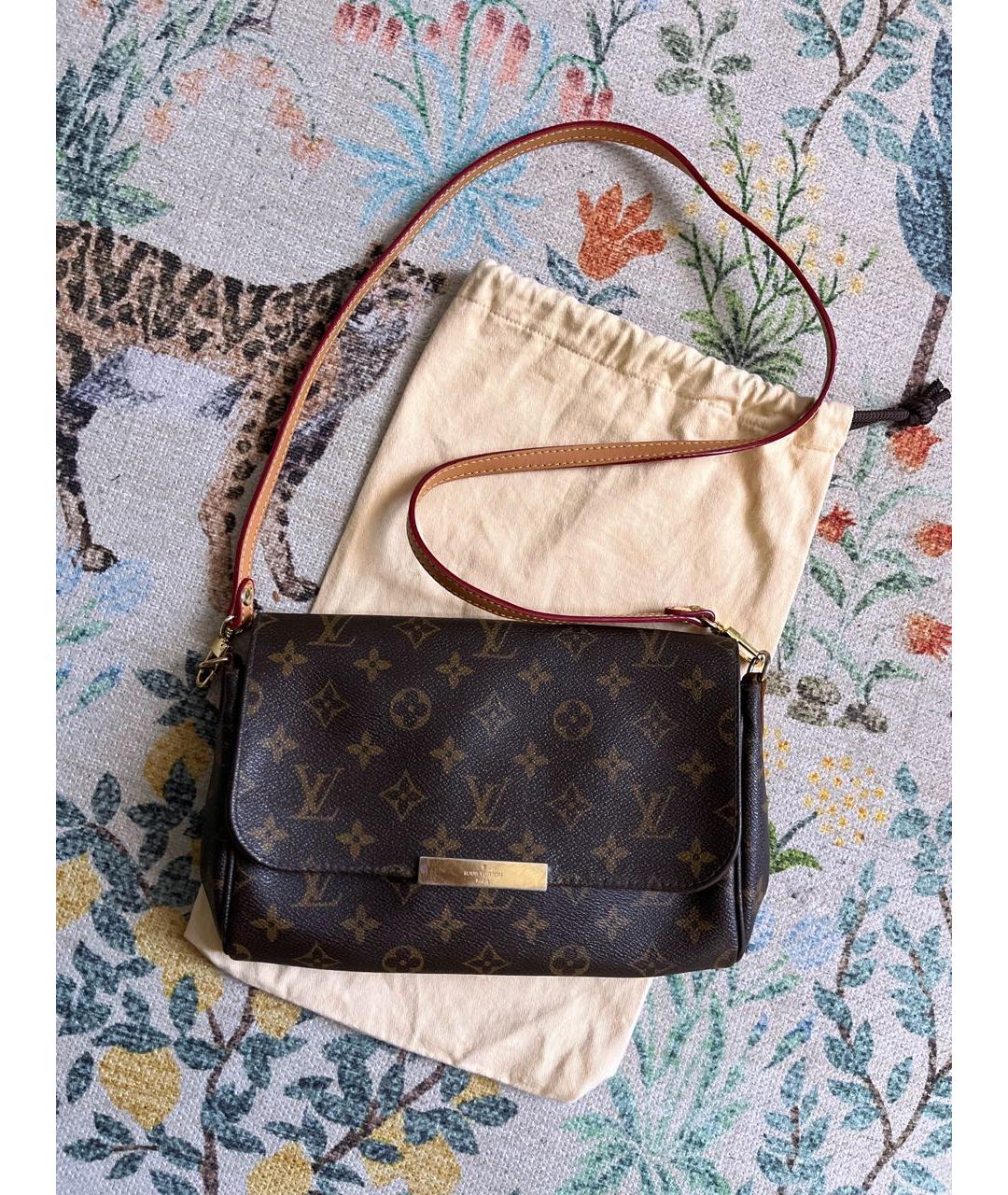 LOUIS VUITTON Коричневая кожаная сумка через плечо, фото 8