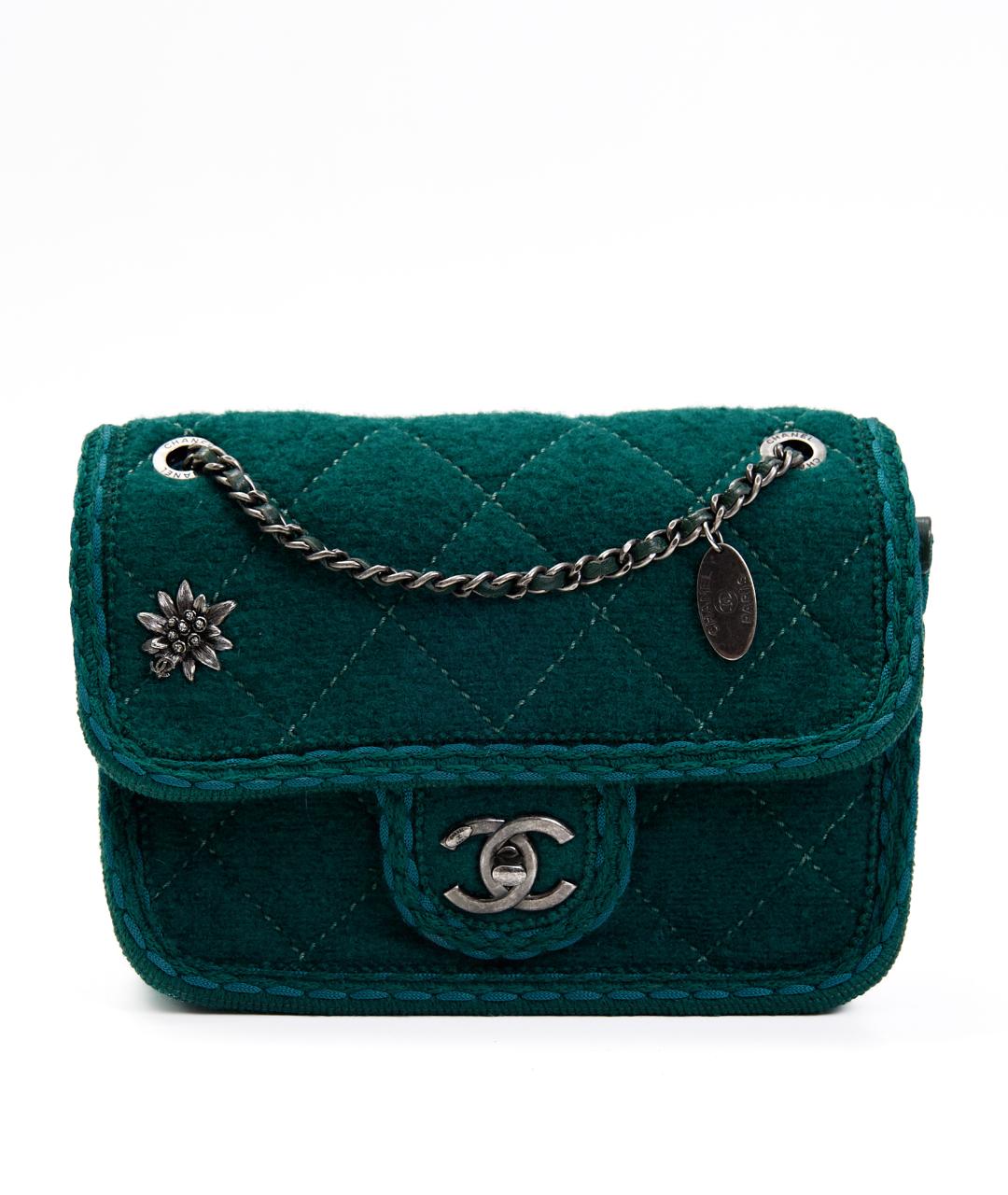 CHANEL Зеленая тканевая сумка через плечо, фото 8