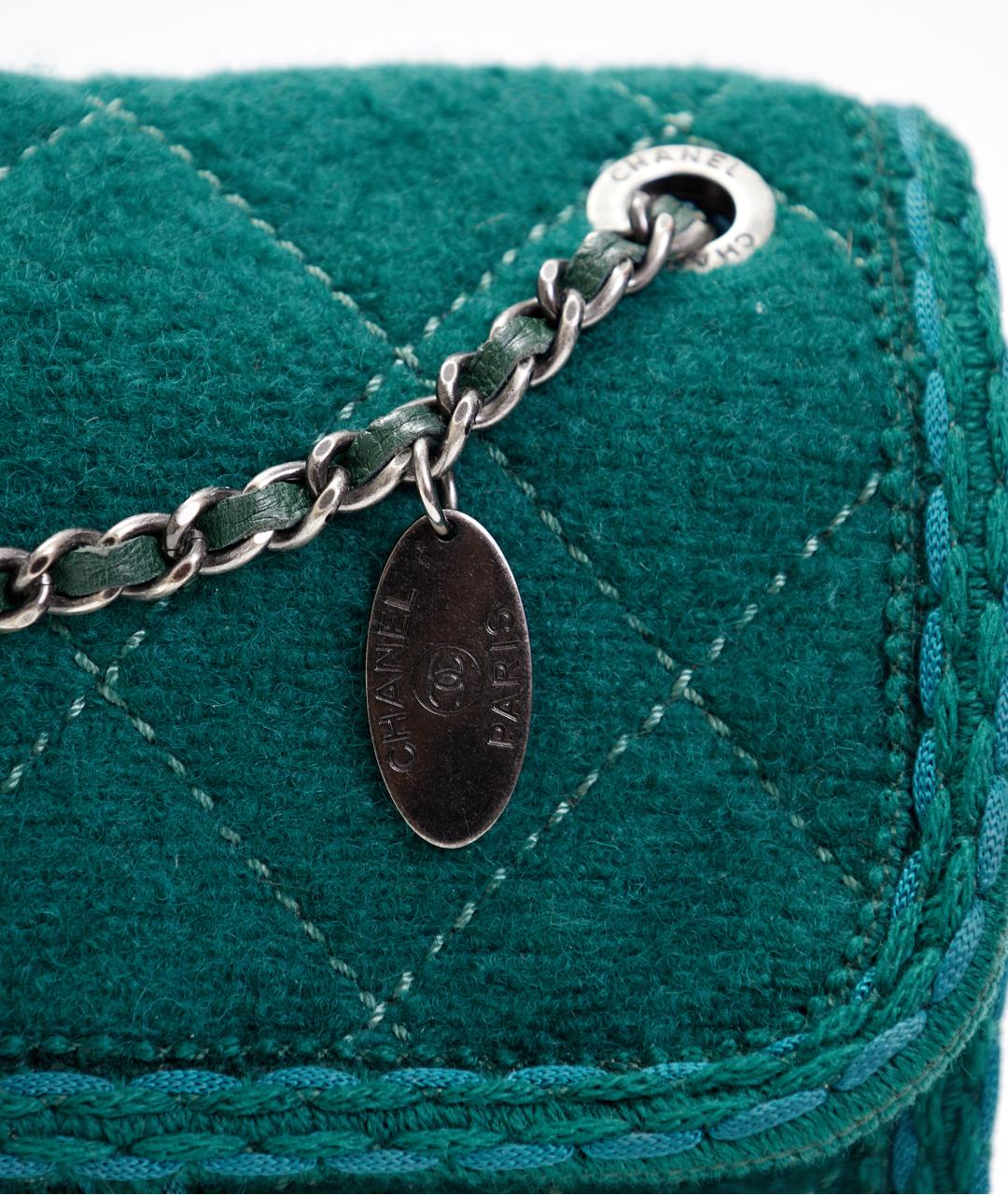 CHANEL Зеленая тканевая сумка через плечо, фото 6