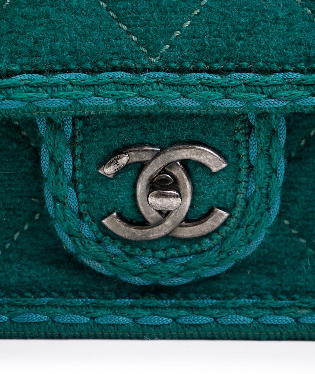 CHANEL Зеленая тканевая сумка через плечо, фото 5