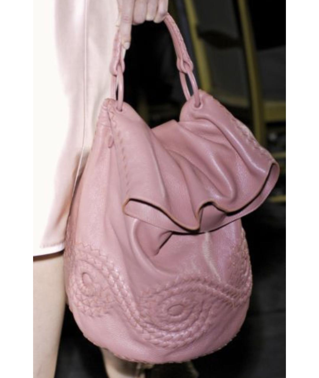 BOTTEGA VENETA Розовая кожаная сумка тоут, фото 6
