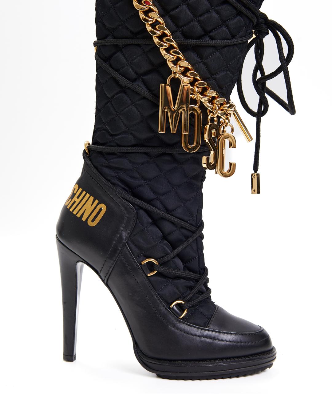 MOSCHINO Черные кожаные ботфорты, фото 4