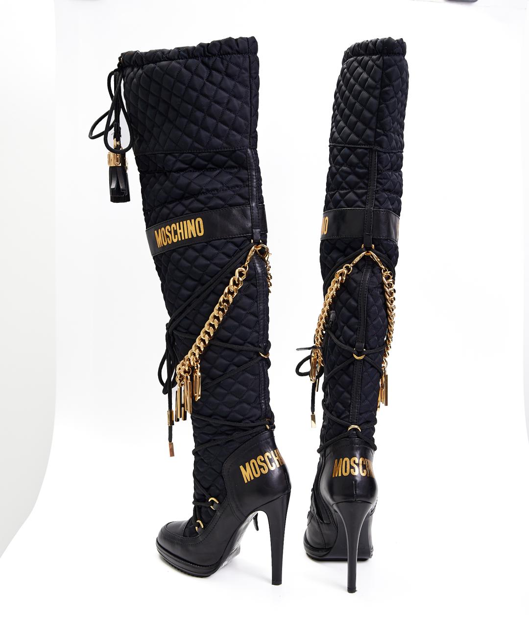 MOSCHINO Черные кожаные ботфорты, фото 3