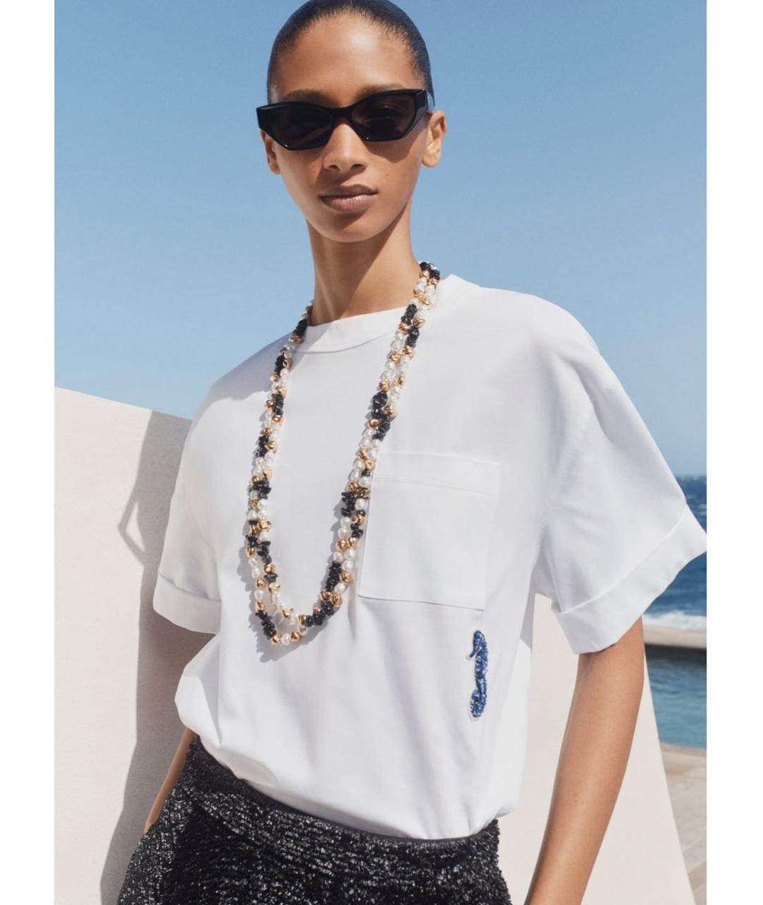 CHANEL Белая хлопковая футболка, фото 3