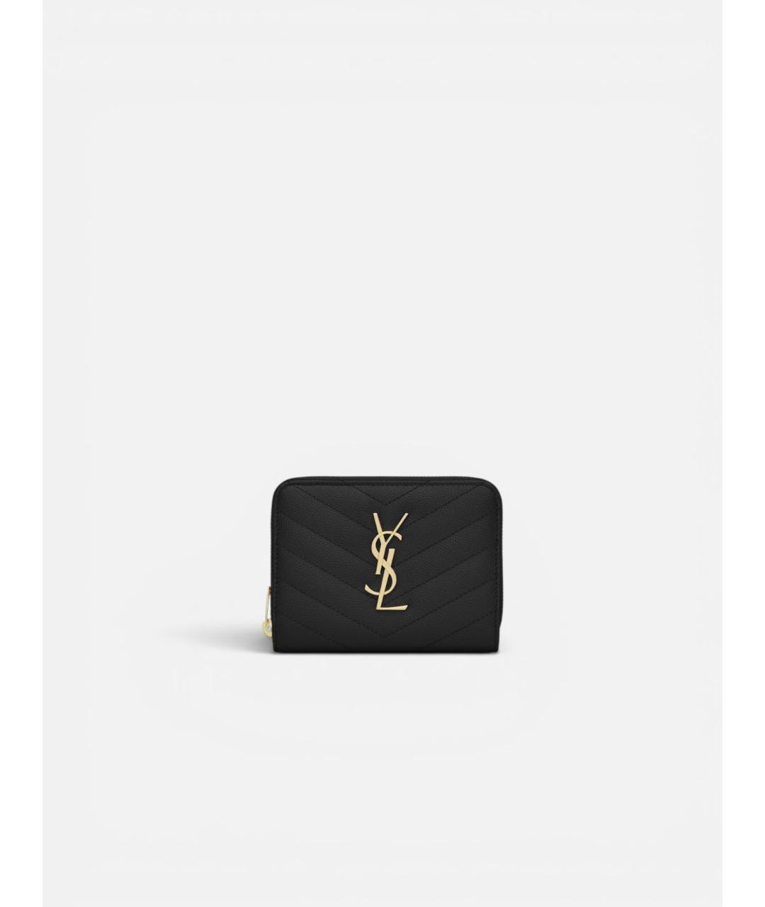 SAINT LAURENT Черный кожаный кошелек, фото 4