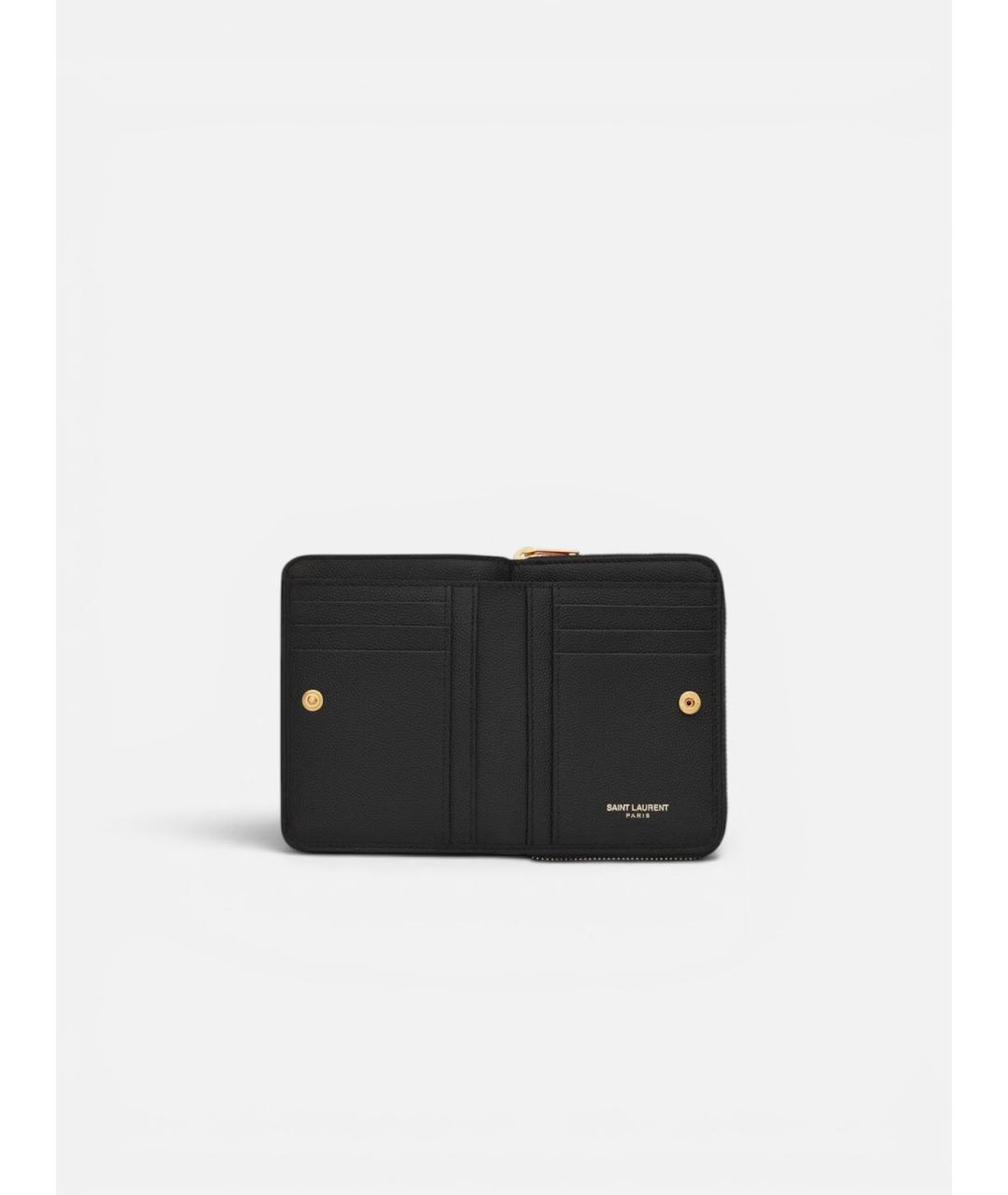 SAINT LAURENT Черный кожаный кошелек, фото 3