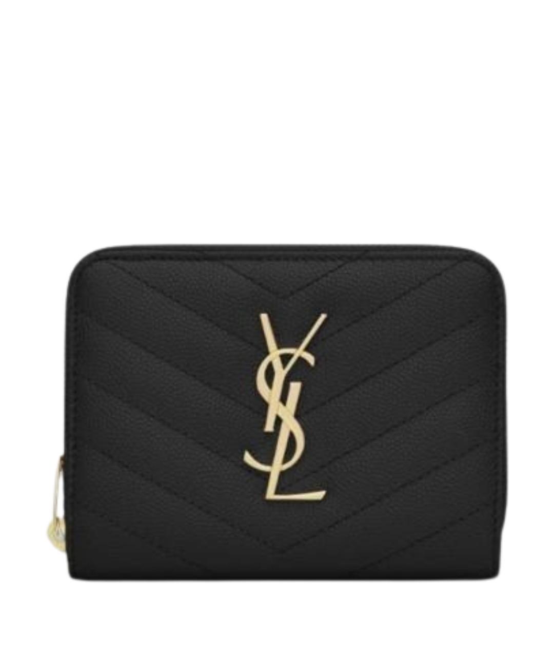 SAINT LAURENT Черный кожаный кошелек, фото 1