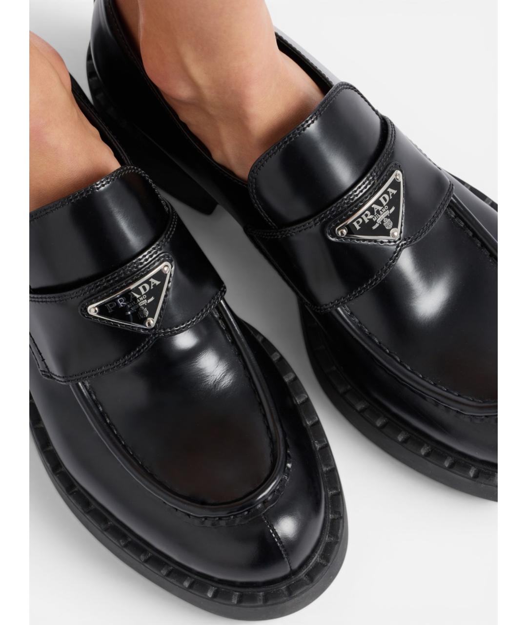 PRADA Черные кожаные лоферы, фото 2