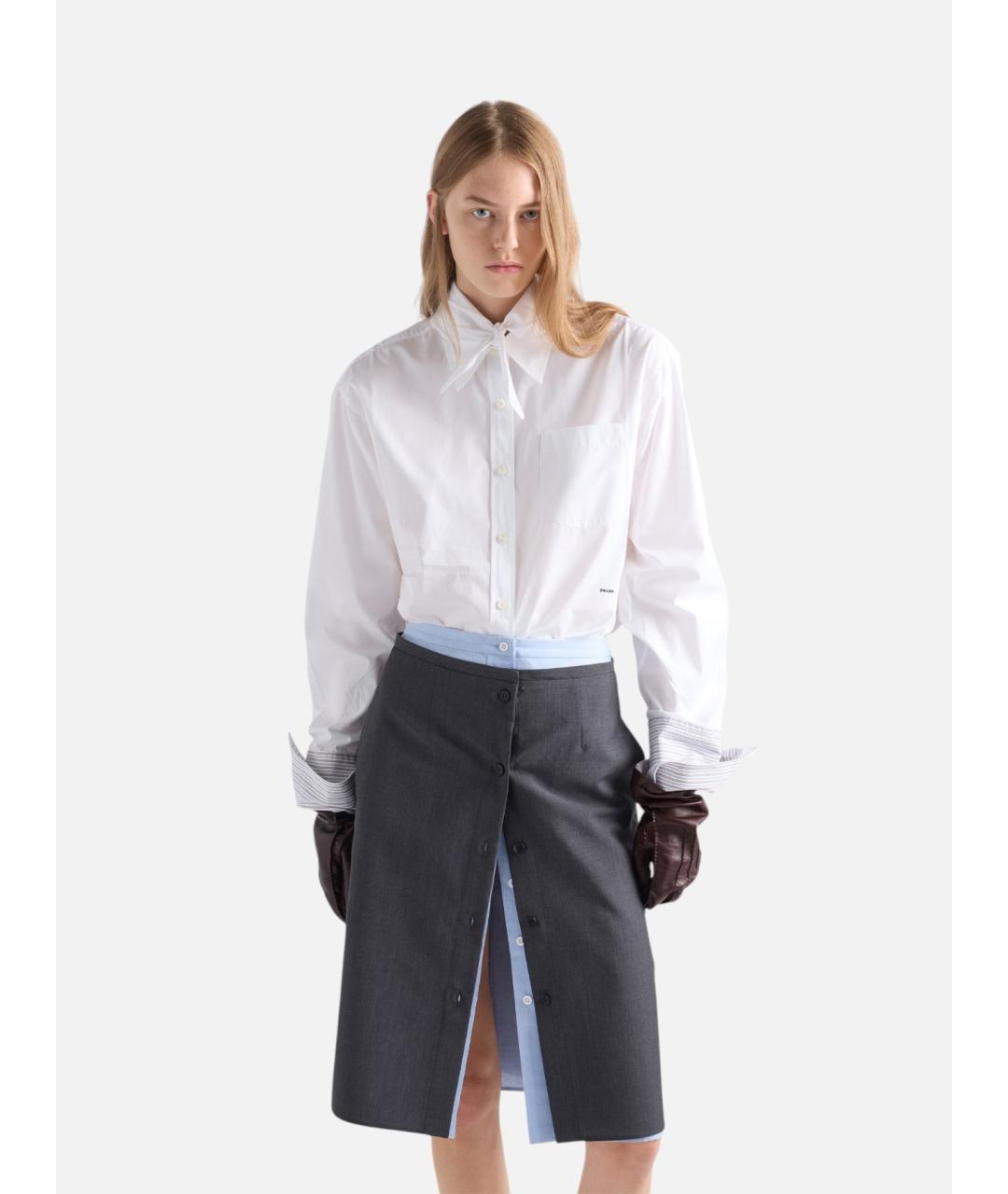 PRADA Белая хлопковая рубашка, фото 3