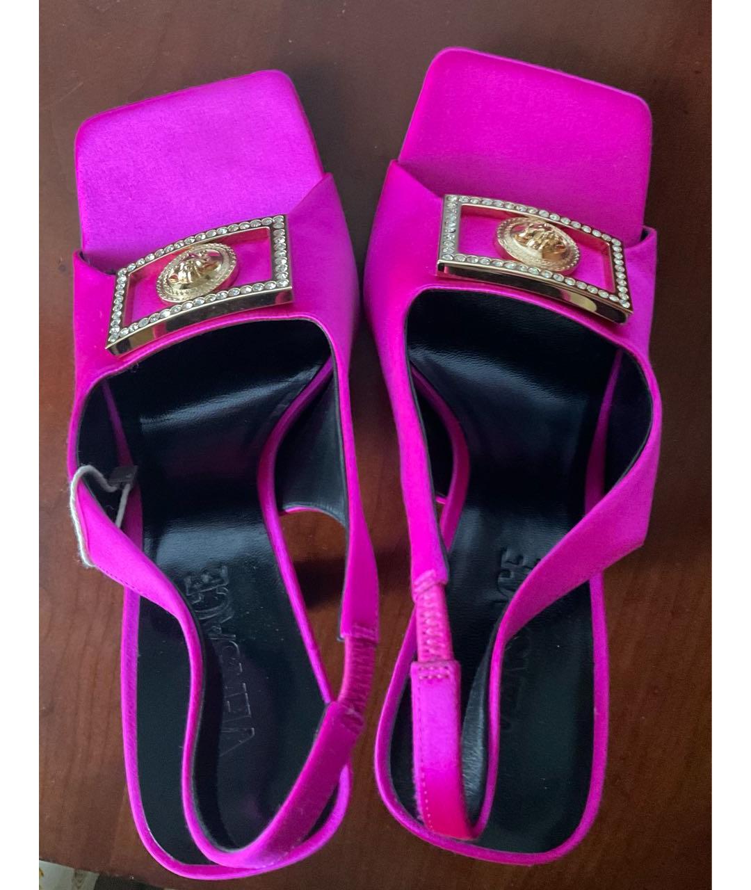 VERSACE Фуксия кожаные босоножки, фото 3