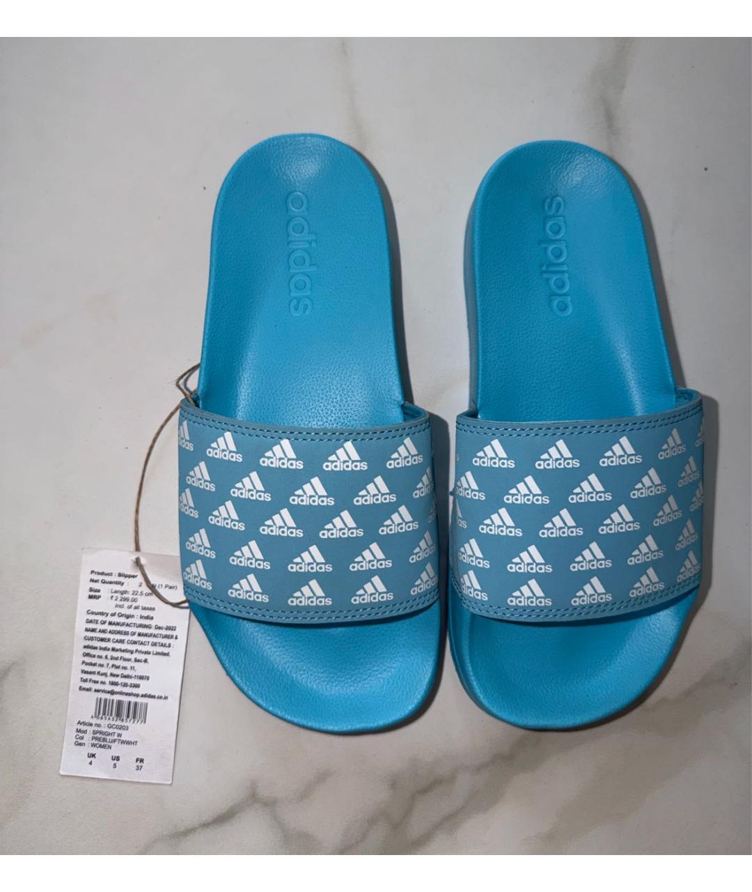 ADIDAS Голубые шлепанцы, фото 2