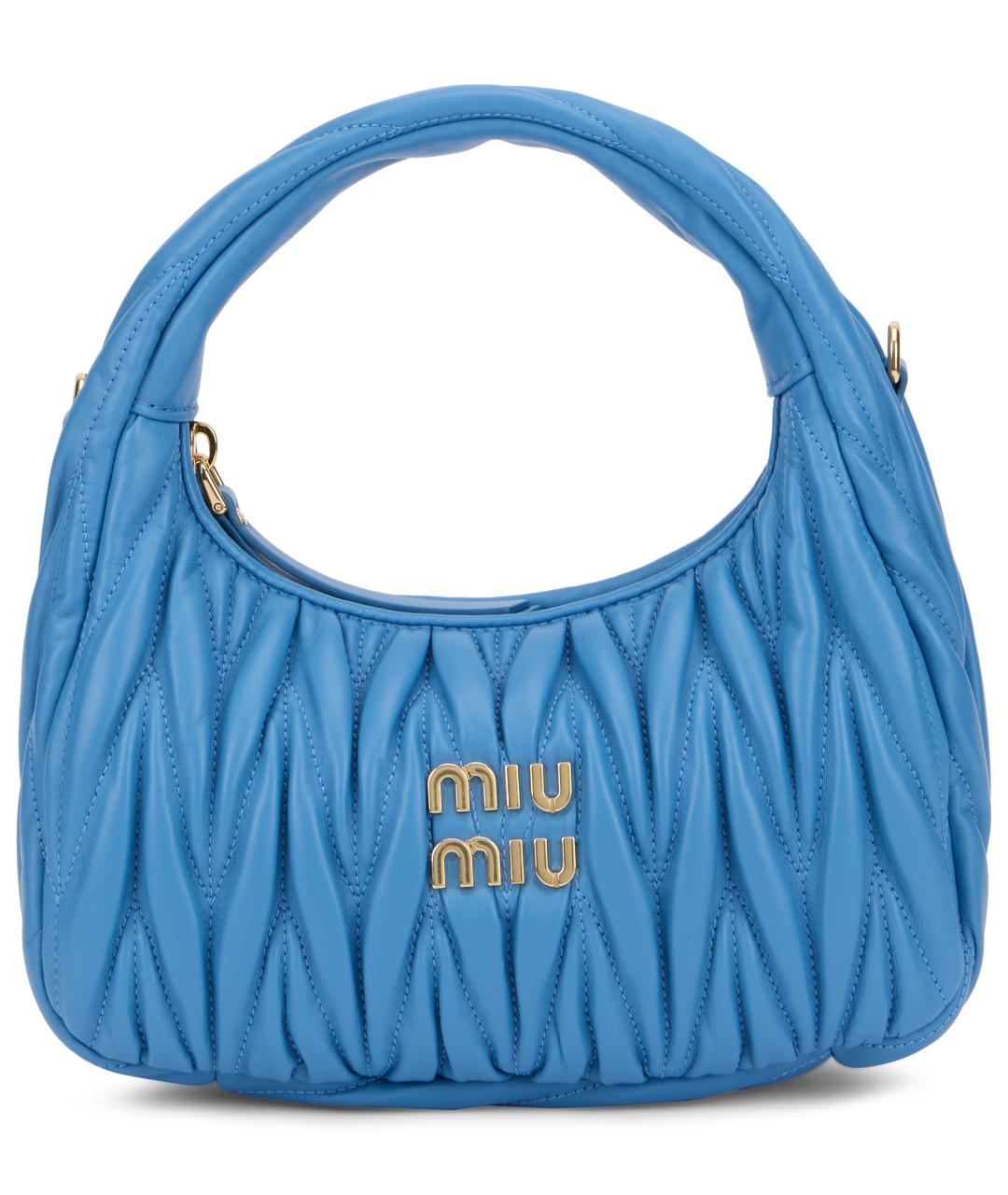 MIU MIU Голубая кожаная сумка с короткими ручками, фото 1