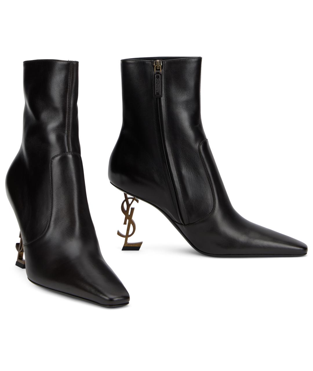 SAINT LAURENT Черные кожаные ботильоны, фото 3