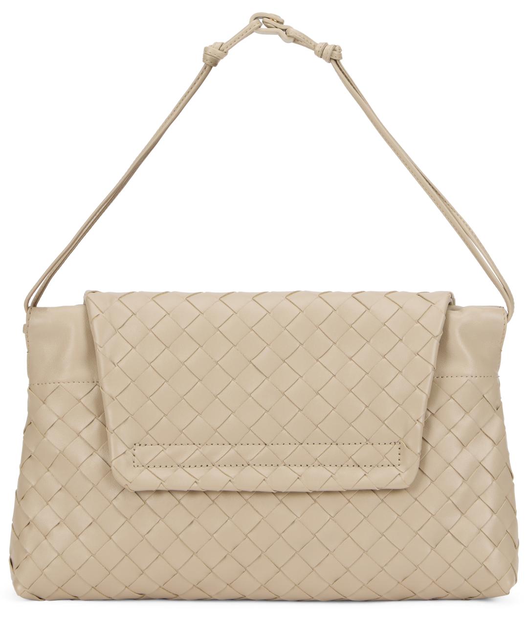 BOTTEGA VENETA Бежевая кожаная сумка с короткими ручками, фото 4