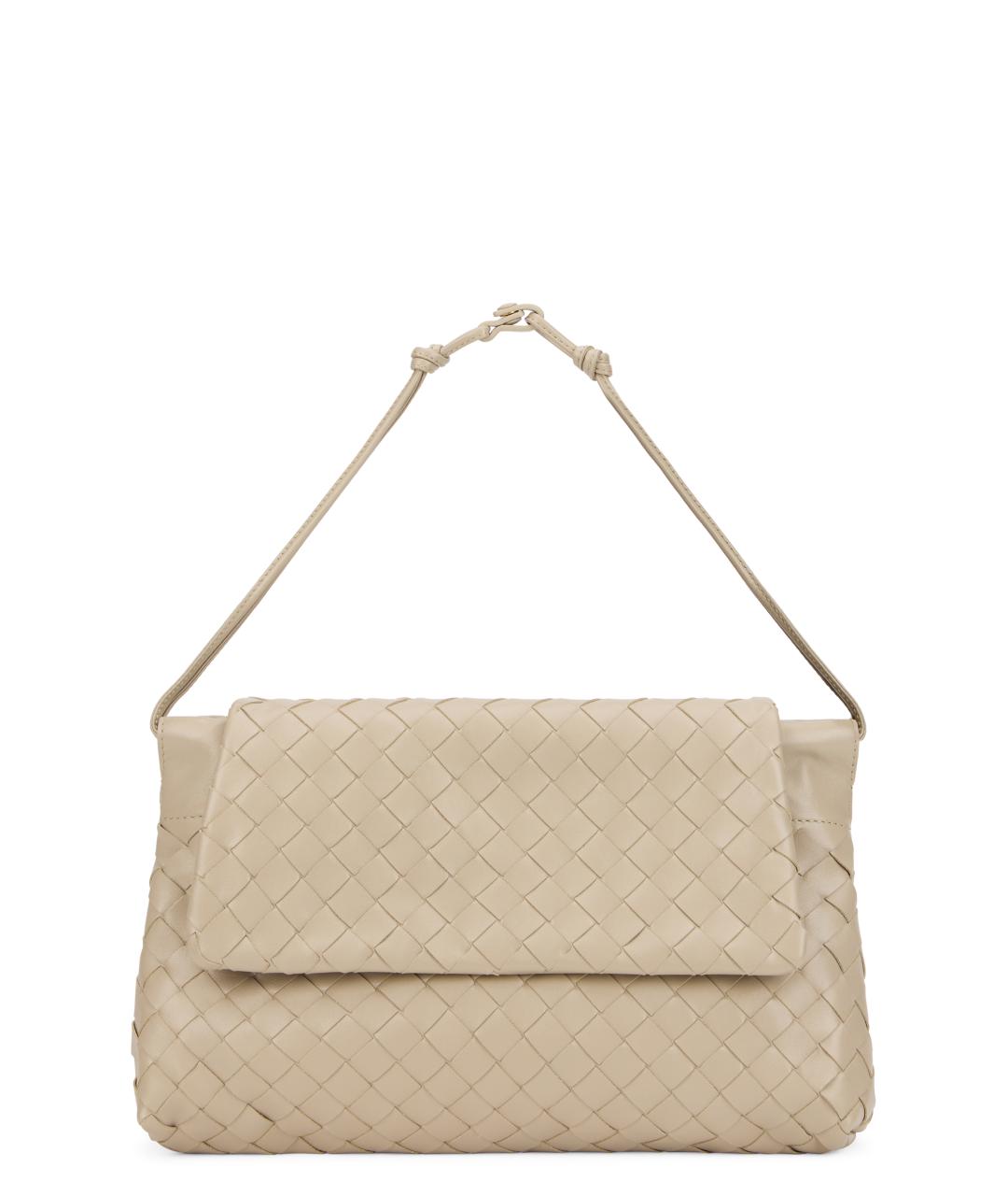 BOTTEGA VENETA Бежевая кожаная сумка с короткими ручками, фото 1