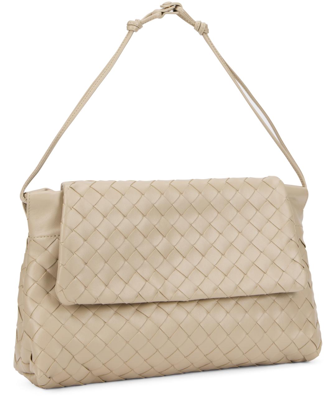 BOTTEGA VENETA Бежевая кожаная сумка с короткими ручками, фото 3