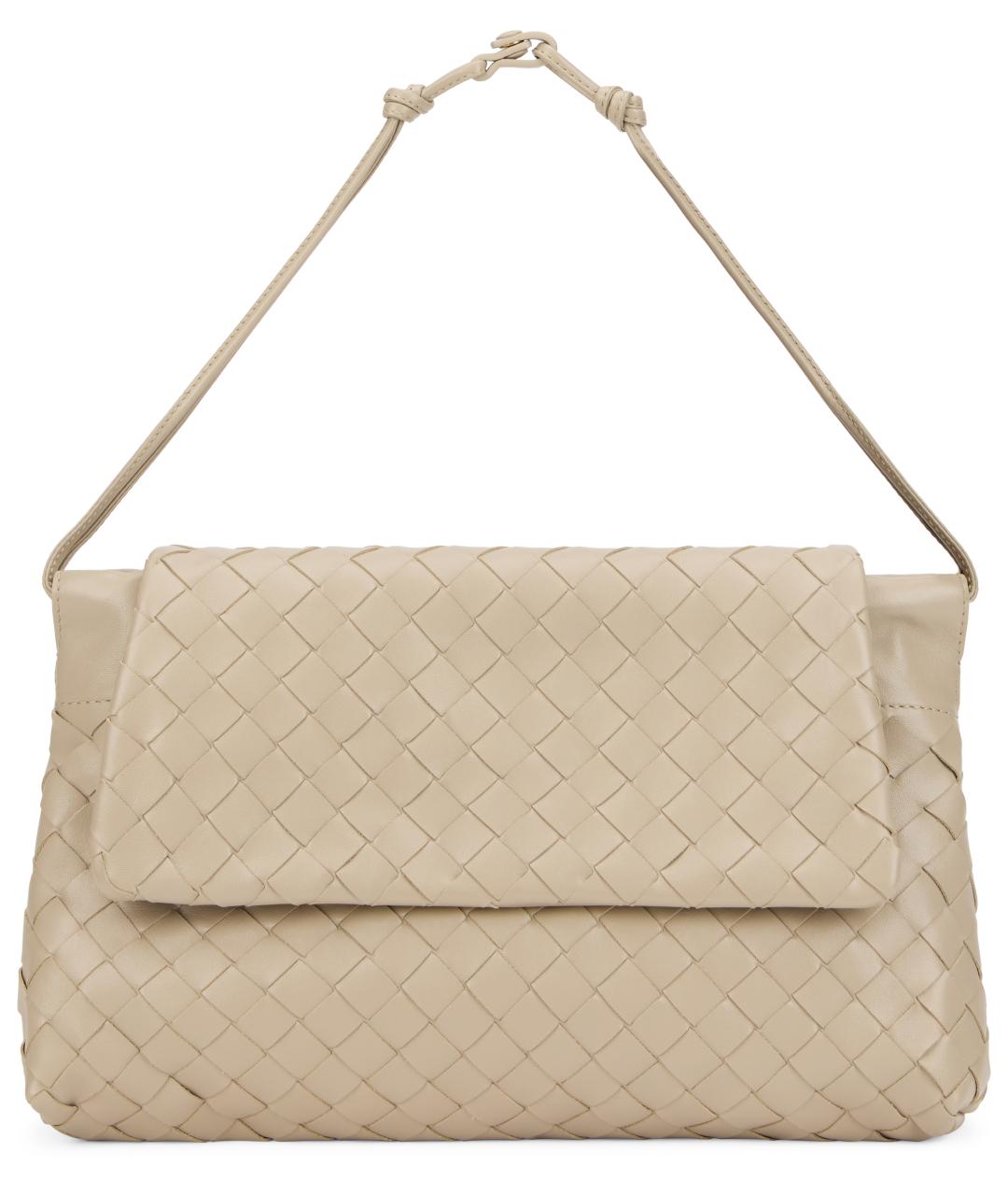 BOTTEGA VENETA Бежевая кожаная сумка с короткими ручками, фото 2