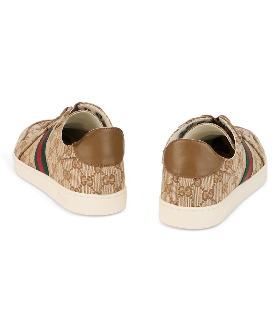 GUCCI Бежевые синтетические низкие кроссовки / кеды, фото 4