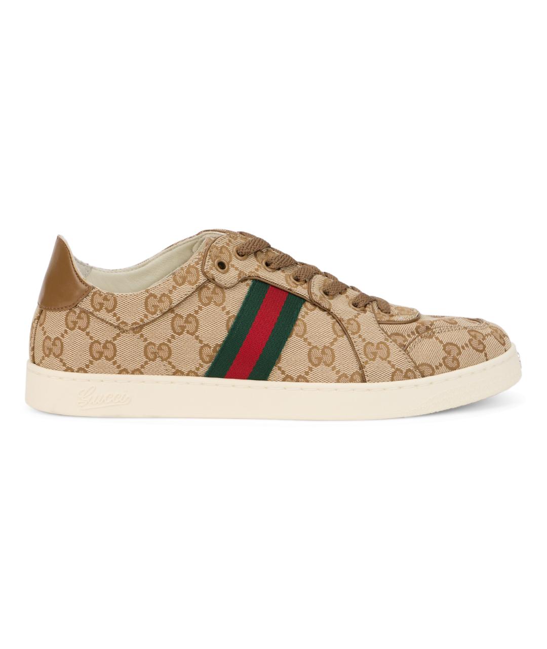 GUCCI Бежевые синтетические низкие кроссовки / кеды, фото 2