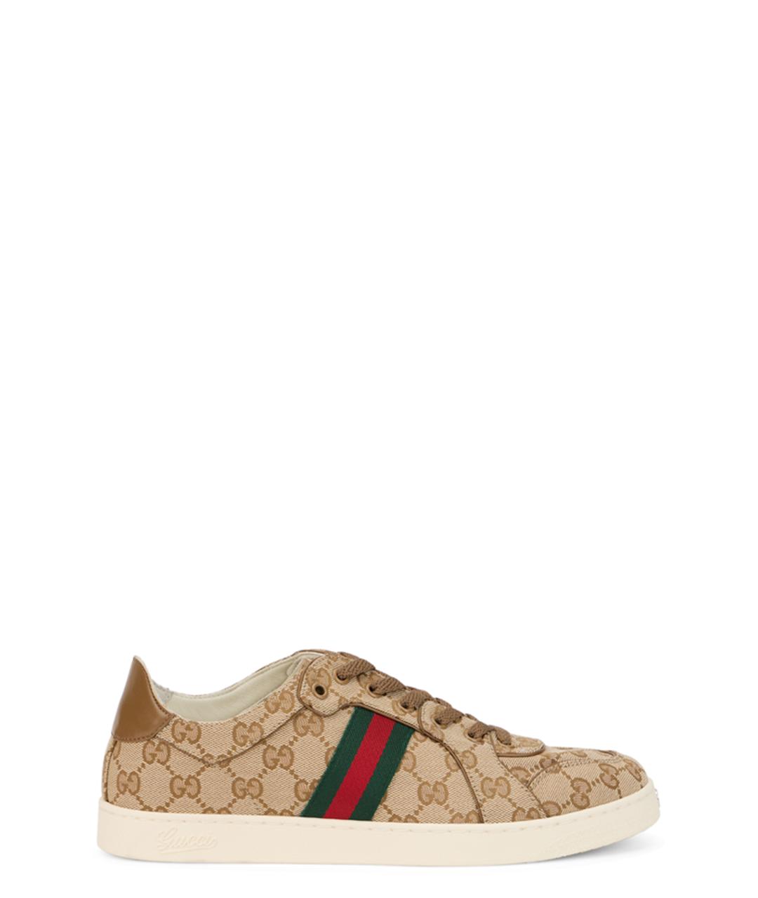 GUCCI Бежевые синтетические низкие кроссовки / кеды, фото 1