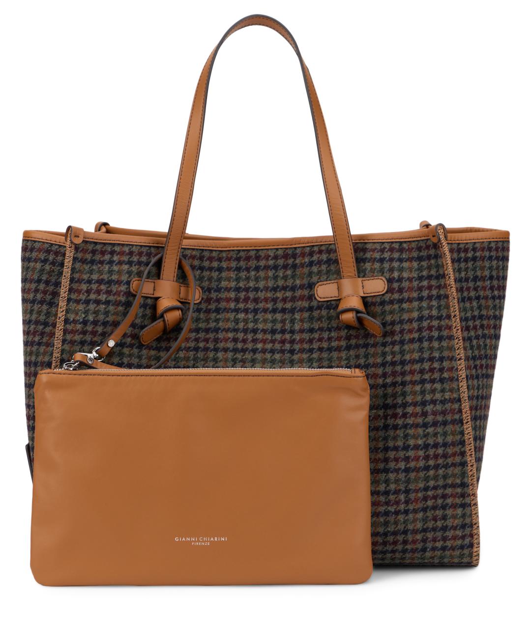 Gianni Chiarini Коричневая шерстяная сумка тоут, фото 2