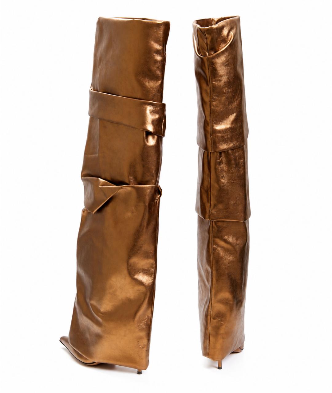 ALEXANDRE VAUTHIER Золотые кожаные ботфорты, фото 3