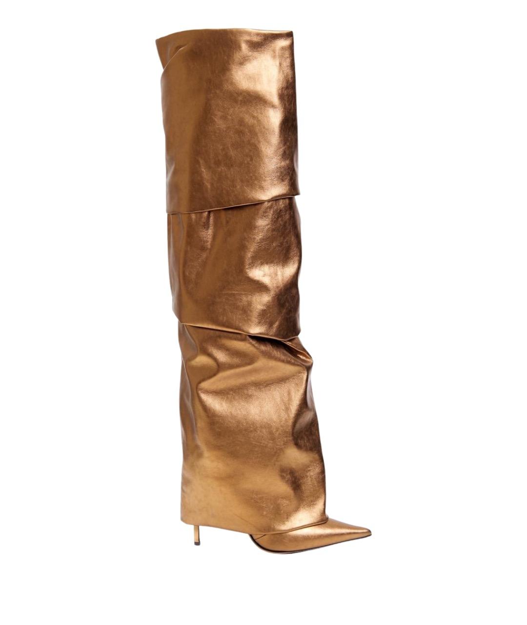 ALEXANDRE VAUTHIER Золотые кожаные ботфорты, фото 1
